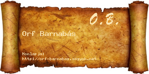 Orf Barnabás névjegykártya